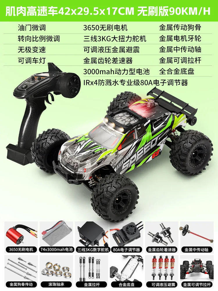 High-Speed Brushless RC Car 1:10 Scale Electric 4WD Off-Road Truck Toy With Shock Absorber 2.4Ghz Remote Control Vehicle