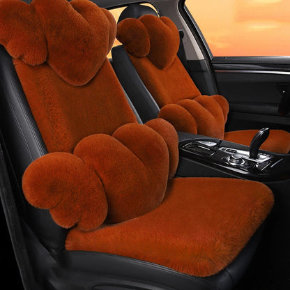 2/3/4pcs Super Soft Fluffy Rabbit Faux Fur Car Seat Cover Winter Plush Warm Thick Home Car Seat Cushion Pad Neck/Waist Pillow