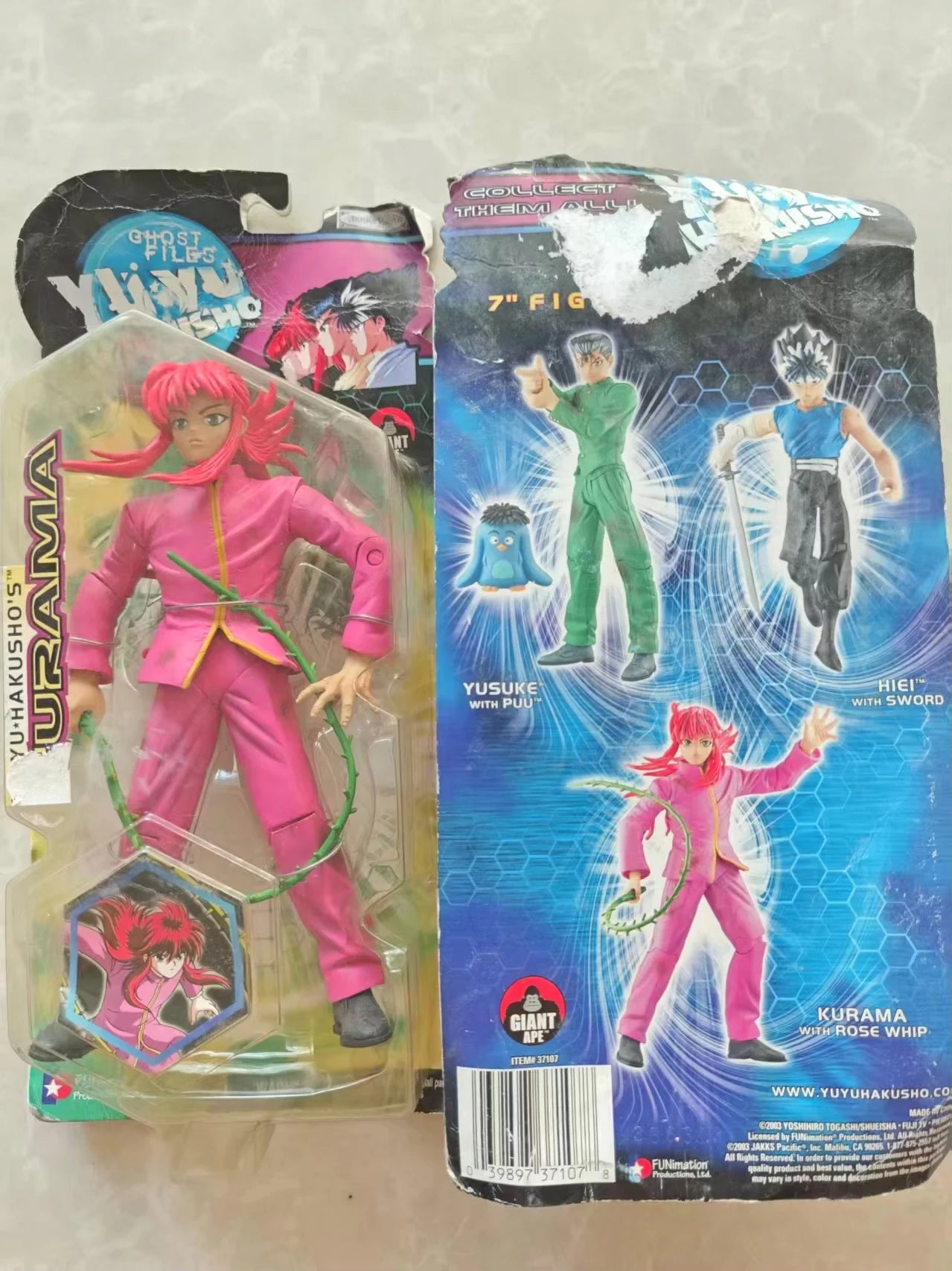 Yu Yu Hakusho Kurama and Hiei 2003 Action Figure Jakks Pacific With Whip  Rare Collector’s Figure The box is slightly yellowed