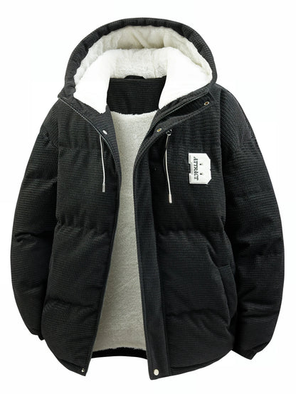 Men's Hooded Cotton Jacket Is Light and Warm Without Being Bulky. the Hood Adds Practicality and Is Suitable for Outdoor Light Activities, Warm-Up Exercises, Layering in Autumn and Winter, Daily Shopping, Friend Gatherings, a