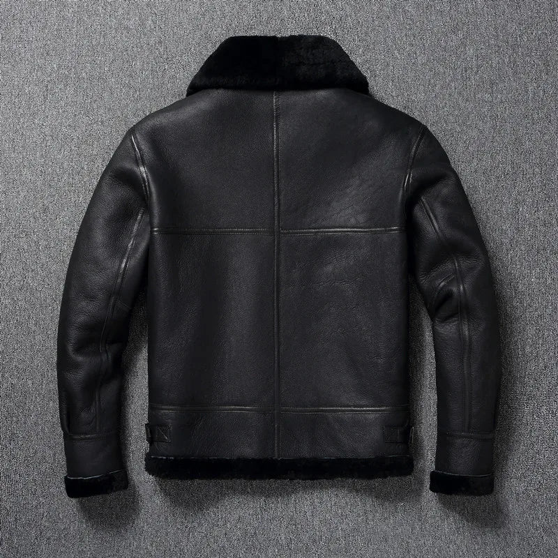 Genuine Leather Jacket Winter Large Mens Clothing Natural Sheepskin Fur Coats Black Bomber Jacket Jaqueta Masculina