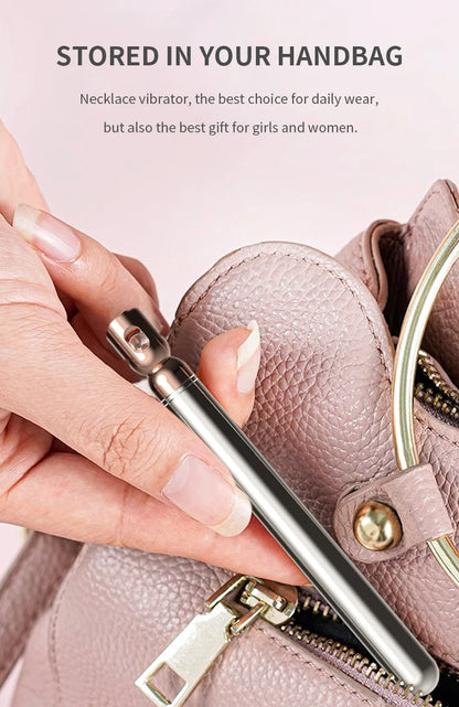 Necklace Bullet Vibrators Rechargeable Portable Stainless Steel Sliver Vibrating Pendant Massager Discreet Sex Toys For Women