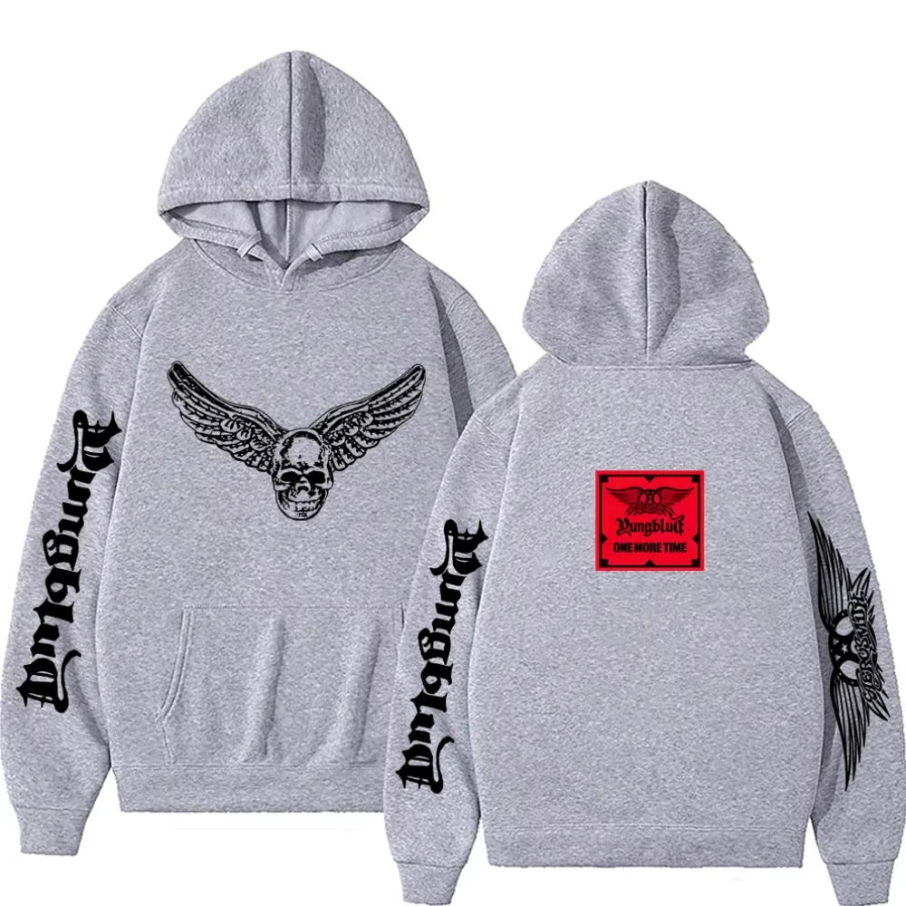 YUNGBLUD Skeleton Graphic Printed Hoodies Men Women Casual Fleece Vintage Sweatshirt Men's Hip Hop Oversized Pullover Streetwear