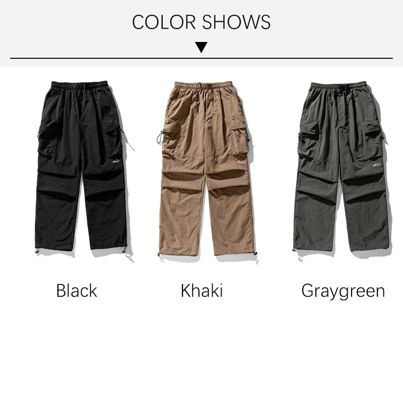 TFETTERS Brand Autumn Winter Cargo Pants Men 2026 New Baggy Watertight Drawstring Men Parachute Pants Techwaer Tourism Man Pants