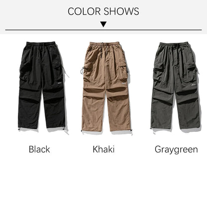 TFETTERS Brand Autumn Winter Cargo Pants Men 2026 New Baggy Watertight Drawstring Men Parachute Pants Techwaer Tourism Man Pants