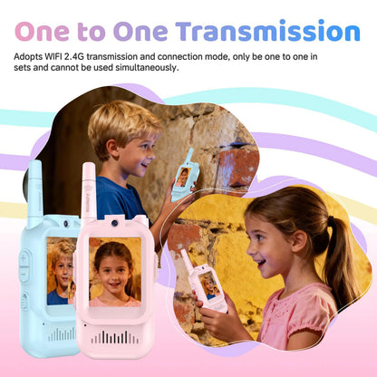 Walkie Talkies 2 Pack Rechargeable Walkie Talkies With HD Camera Voice Changer Talkies for Travel Birthday Ages 3-10 Gfits