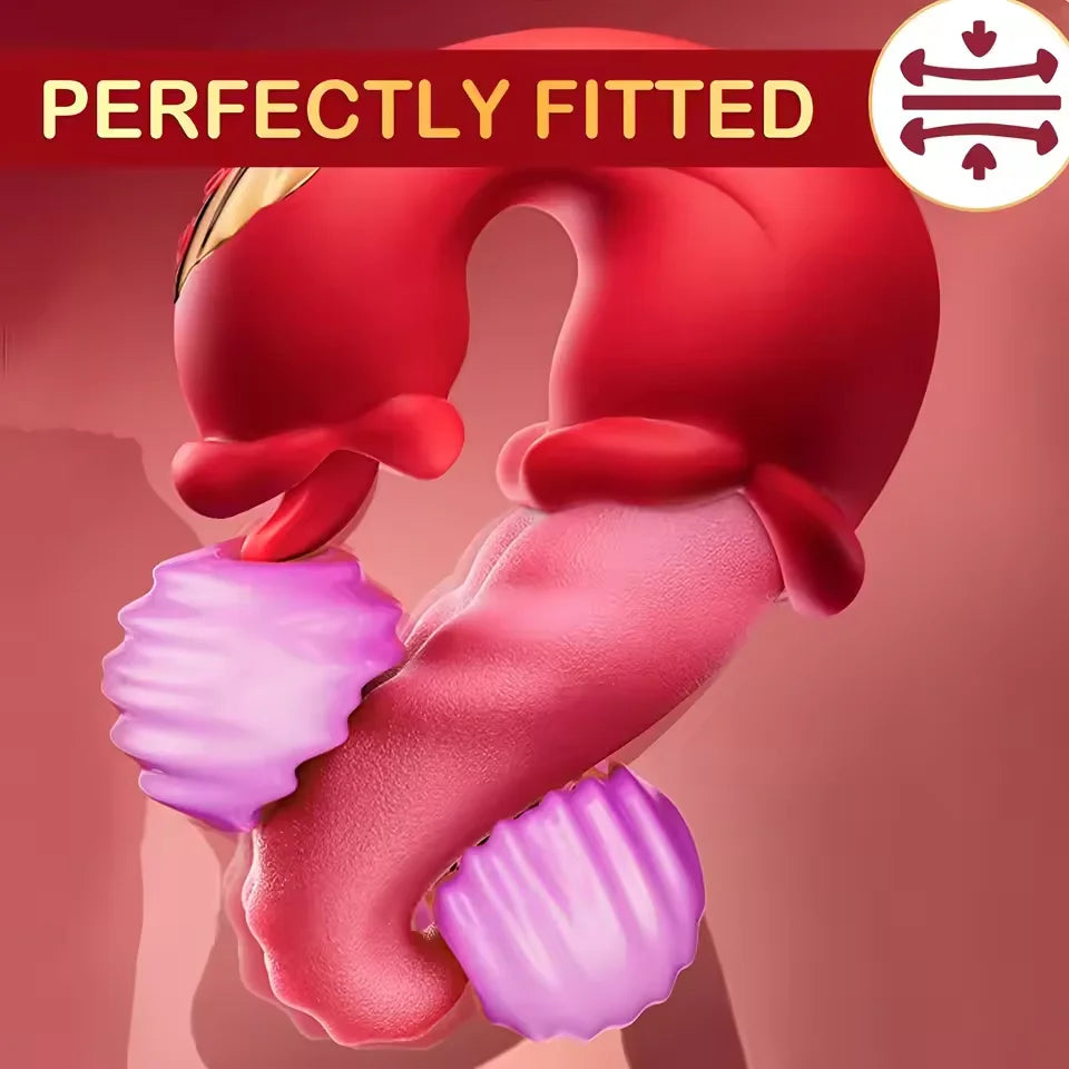 Rose Tongue Vibrator for Women 10 Vibration Modes Licking Nipple Clitoral Stimulator G-spot Massage Dildo Adult Sex Toy