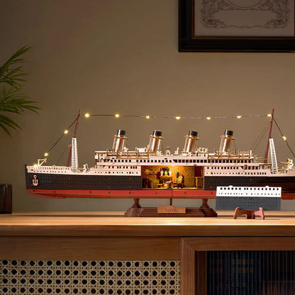 ROBOTIME Rolife Classic Luxury Cruise Ship 3D Puzzle LED Light Up Model with Lights Build for Display Nautical Decor for Home