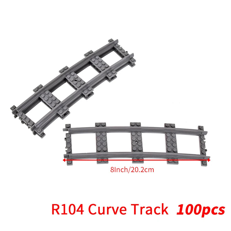 MOC City Bricks Train Flexible Construction Parts Railway Curve Track R104 Building Blocks Model Accessories Compatible 53401