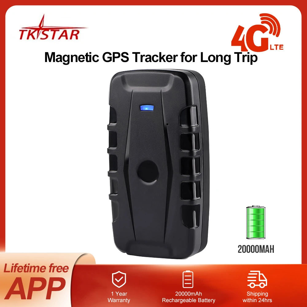 TKSTAR car GPS tracker TK918 20000mAh battery magnet waterproof IP67 real-time tracking car locator anti-theft alarm APP free