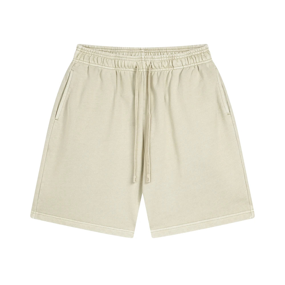 ZODF Fashion Summer Men 420gsm Washed Cotton Shorts Retro Unisex High Street Terry Knee Length Short Pants Streetwears HY0845