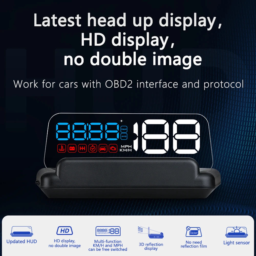 C500 BLUE OBD /T900 GPS HUD Gauge Display Car Head Up Display LCD Car Turbo Gauge Digital Odometer Universal Speed On-board Comp
