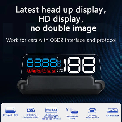 C500 BLUE OBD /T900 GPS HUD Gauge Display Car Head Up Display LCD Car Turbo Gauge Digital Odometer Universal Speed On-board Comp