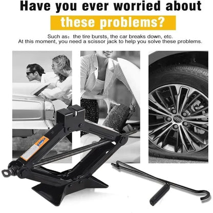 Car Jack 0.8T/1T/2T Portable Scissor Jack Labor Saving Hand Cranked For Tire Replacement Vehicle Repair Car SUV Van Repair Tool