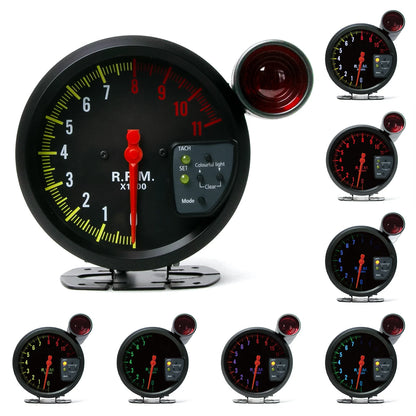 5 Inch RPM Meter Tachometer 11000k With Shift Light Racing Car Gauge 7 Color Backlight 12v For 4 / 6 /8 Cylinder Engine Vehicles