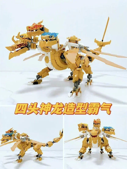 New Golden Dragon Bricks Golden Dragon Building Block Set Model Toys For Birthday Gift