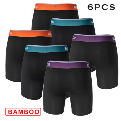 6 pcs Bamboo Men Underwear With Opening Breathable Mens Boxershorts Men's Panties Underpants Plus Size Fashion Boxers Brief