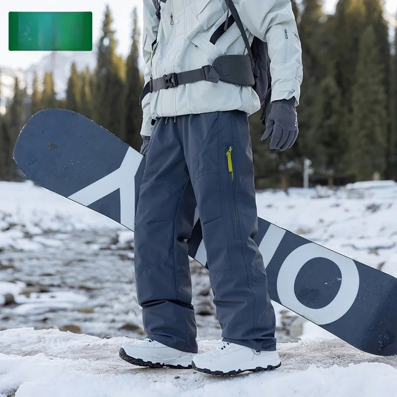 Thickened down Trousers for Men Winter Warm Waterproof Mountain Climbing Workwear Sports Pants Youth Casual Long Pants Polyes...