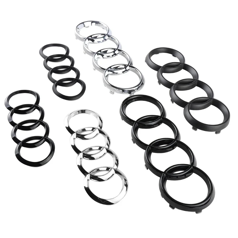 Black Silver ABS 4 Ring Car Hood Bonnet Front Grill Trunk Rear Emblem Logo Badge Sticker For Audi A3 A4 A5 A6 A7 TT Q2 Q3 Q5 Q8