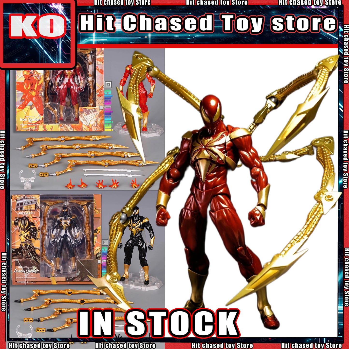 In Stock Ko Iron Spiderman Anime Action Figures Peter Parker Figurine Kaiyodo Amazing Yamaguchi Spider Man Model Statue Toy Gift