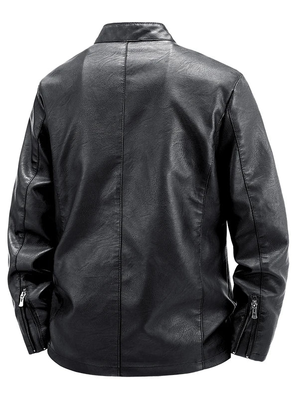 Ning Genuine Leather Jacket Men's Stand Collar Thickened Slim Fit Casual Trendy Motorcycle Clothes Outerwear
