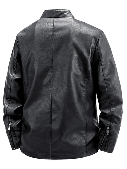 Ning Genuine Leather Jacket Men's Stand Collar Thickened Slim Fit Casual Trendy Motorcycle Clothes Outerwear