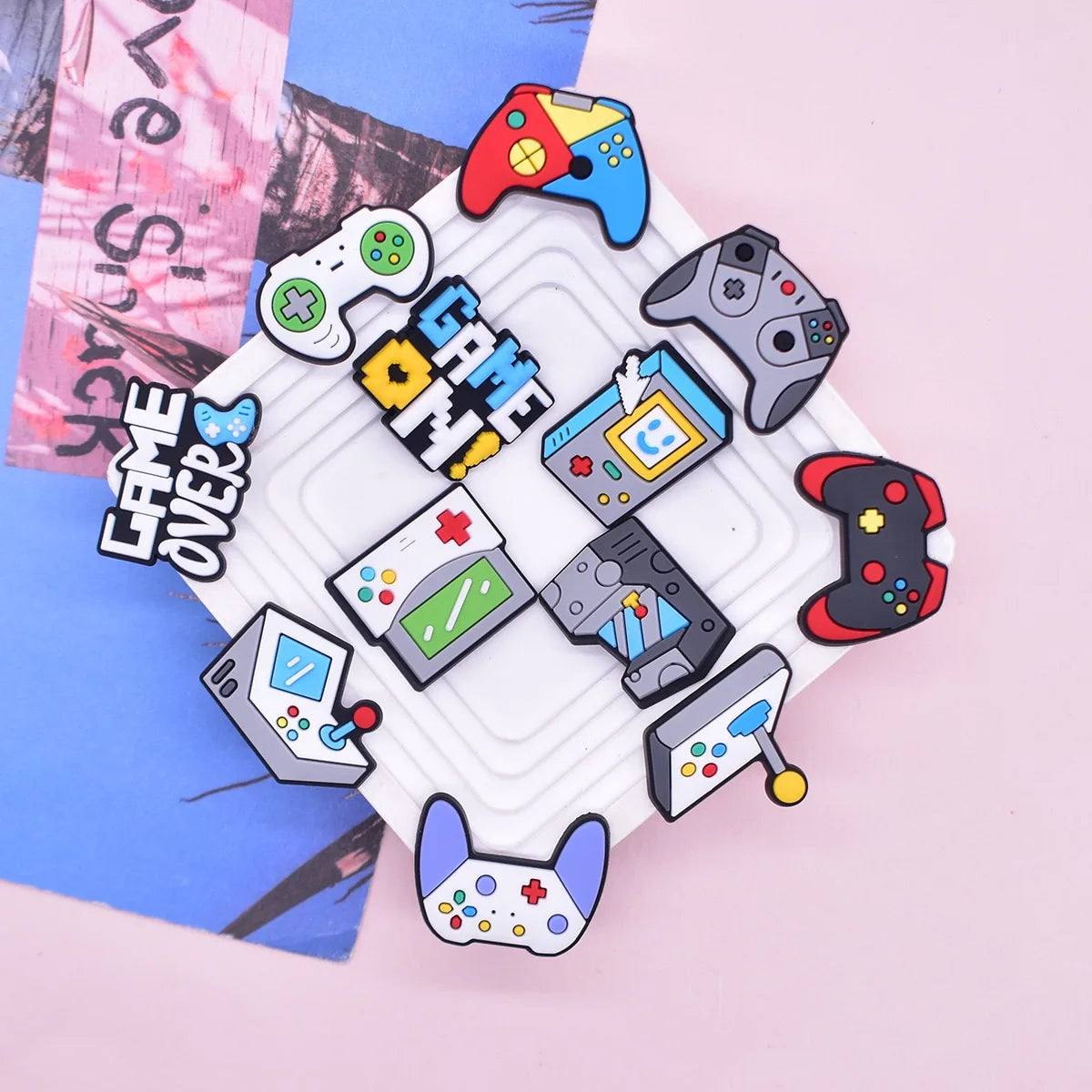 New Arrival 15-100Pcs Game Level Up PVC Shoe Decorations Various Gamepad Clog Buckle Charms Fit Kids Birthday Present