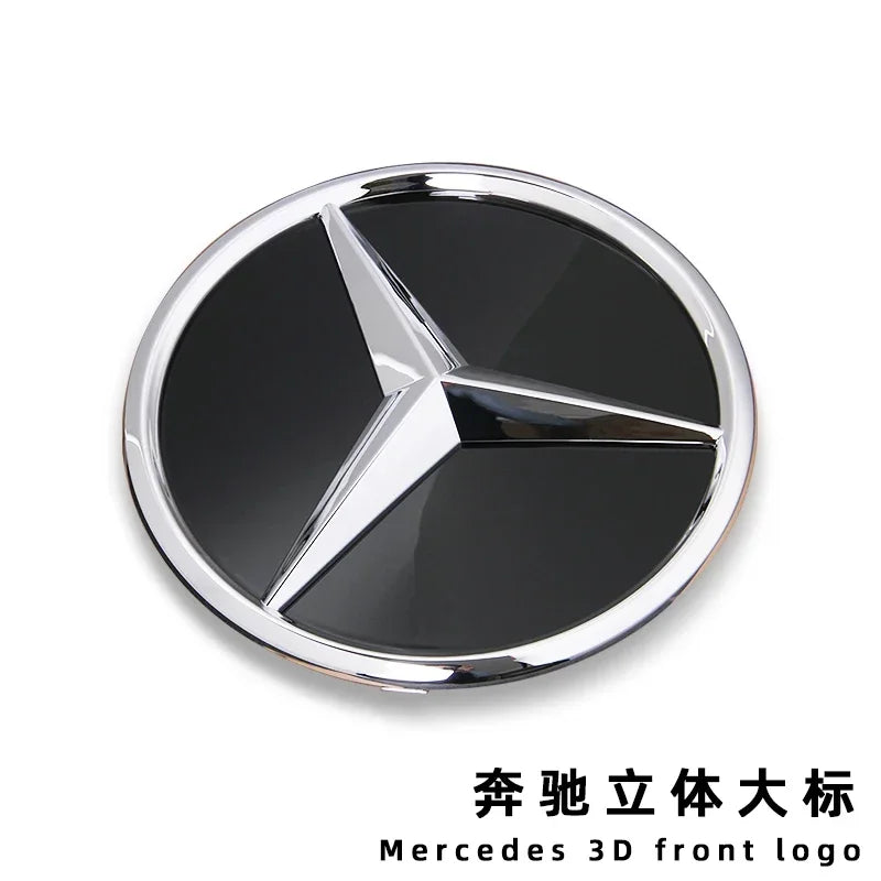 Car Front Grille Emblem Star Badge  Logo Chrome black Silver 3D Mirror Mercedes Benz Amg W205 W204 W253 W213 W206 W166 gle glc