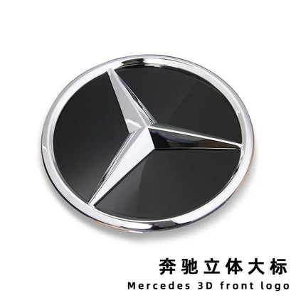 Car Front Grille Emblem Star Badge  Logo Chrome black Silver 3D Mirror Mercedes Benz Amg W205 W204 W253 W213 W206 W166 gle glc