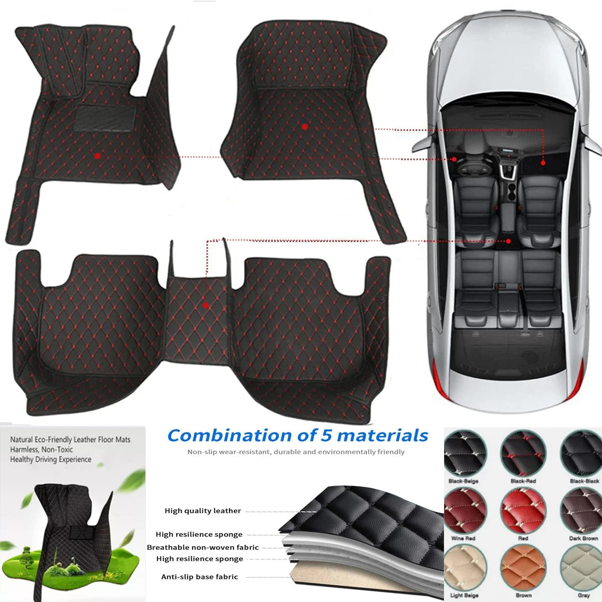 3D PU-leather Waterproof Custom Car Floor Mats For Toyota RAV4 2005-2025 Years Auto Carpets Coche Accessorie Liners