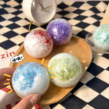 Squishy Slow Rising Crushed Ice Handmade Ball | Stress Relief Sensory Fidget Toy for Anxiety ADHD Autism Kids Adults