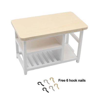 1/12 Doll House Furniture Miniature Wooden Console Table Cabinet Kitchen Room Sideboard Bathroom Living Room Shelf For Dollhouse