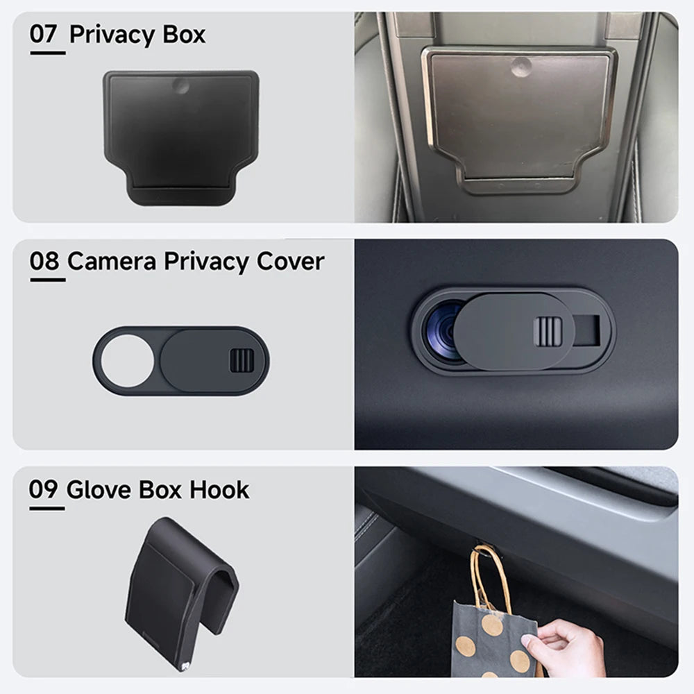 Storage Box for Tesla Model Y Juniper Accessories Center Console Trays for Tesla Model Y Juniper 2025-2026 Webcam Cover