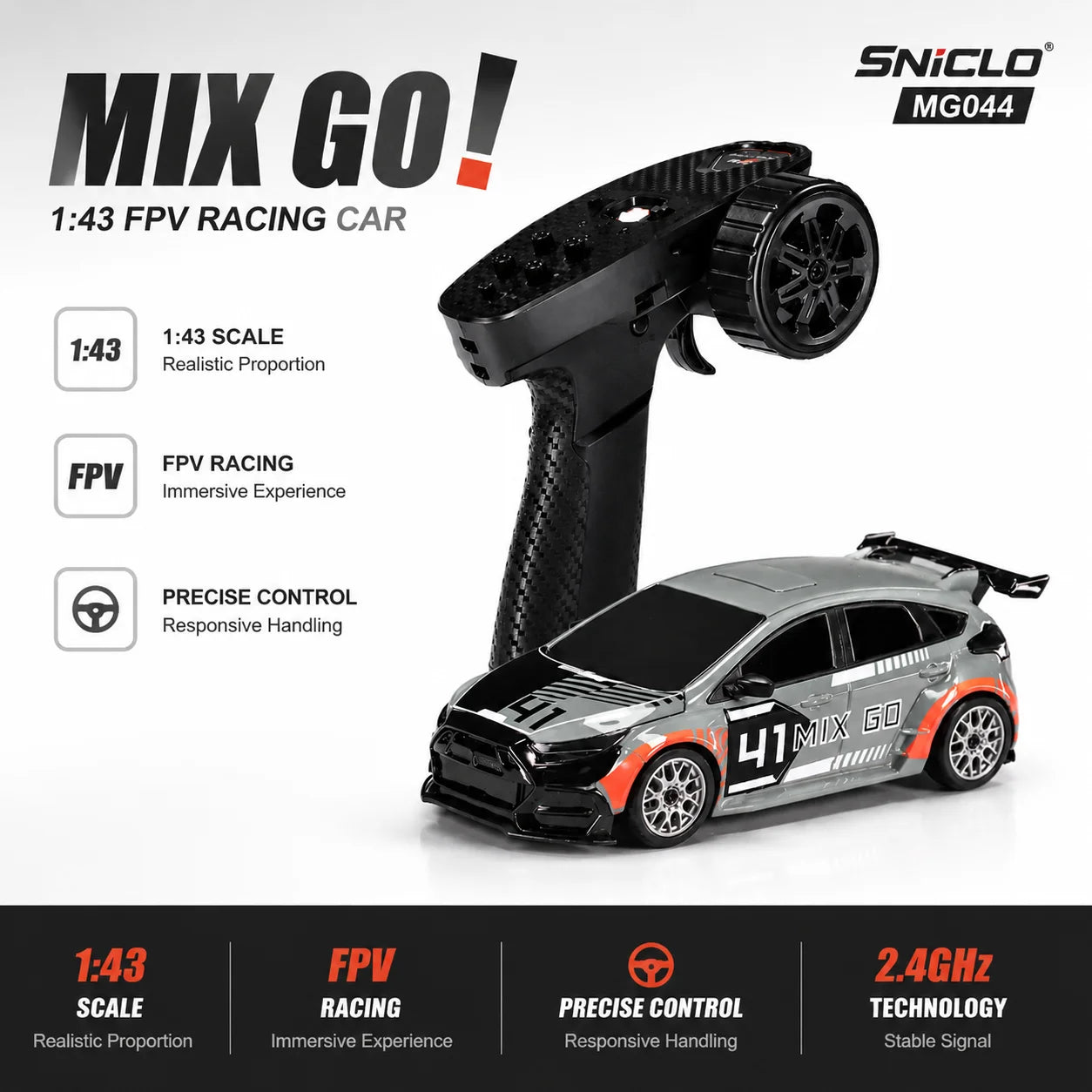 Sniclo 1:43 RC Drift Car 4WD FPV Remote Control Racing Car Dual Mode High Speed Mini Off Road Vehicle Toy for Kids Adults