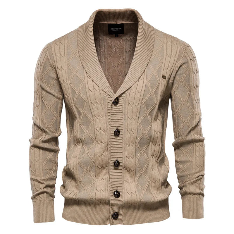 Men Cardigan Casual V-Neck Long Sleeve Sweater Men Coat