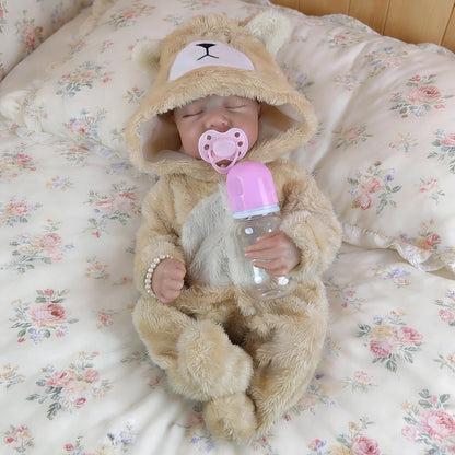 18-inch Rebirth Baby Doll 46cm Vinyl Realistic Sleep Newborn Dolls, Cute Bear Clothes, Children's Birthday Gift