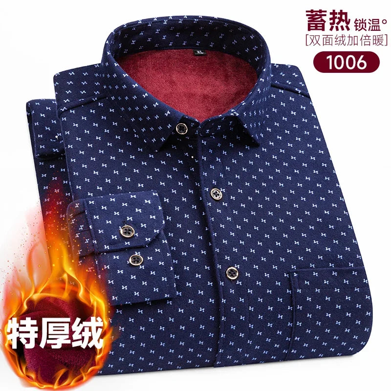 Plaid Shirts For Men Cotton Flannel Warm Winter Long Sleeve Button Plus Size Business Dress Smart Shirt Casual Easy Care Clothes