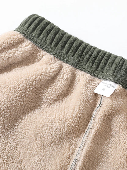 Men's Winter Warm Fleece Lined Pants with Zipper Pockets Thickened Fleece Jogger Pants Men Trousers Snow Cold Thermal Sweatpants