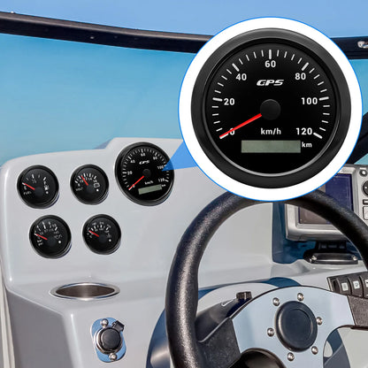A 85MM GPS Speedometer For Motorcycle Marine Boat 30~200 Kmh Boat Car Truck Speed Gauge Meter With GPS Antenna 7 Color Backlight
