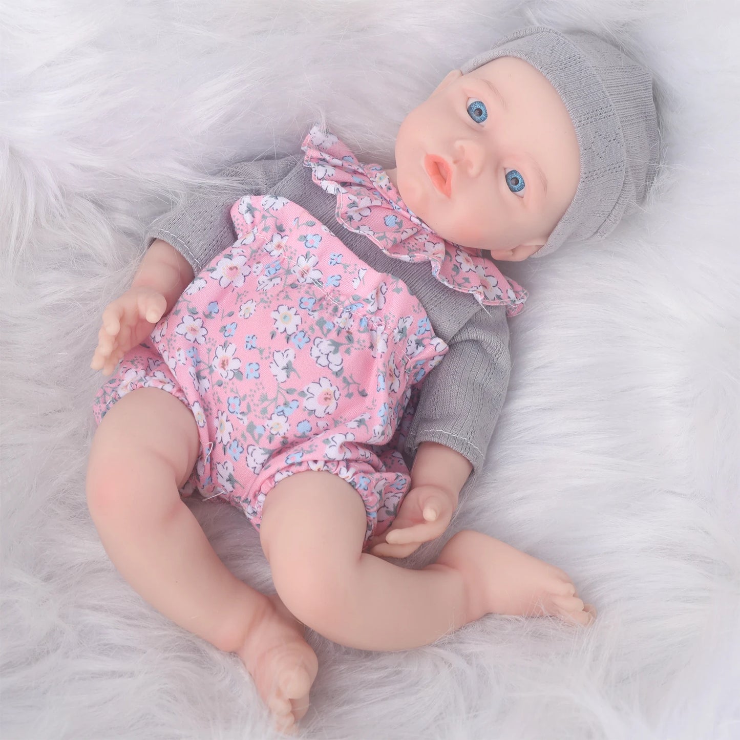 12.5 Inch Bettie Solid Silicone Reborn Baby Doll With Open Mouth Handmade Realistic Newborn Girl Lifelike Skin Tone Collectible