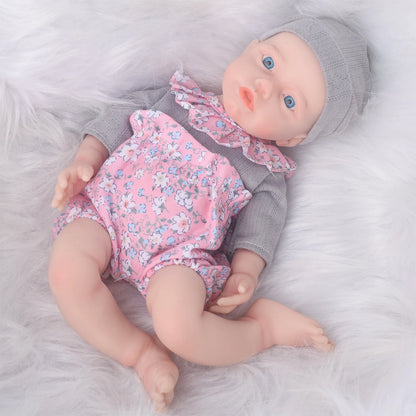 12.5 Inch Bettie Solid Silicone Reborn Baby Doll With Open Mouth Handmade Realistic Newborn Girl Lifelike Skin Tone Collectible