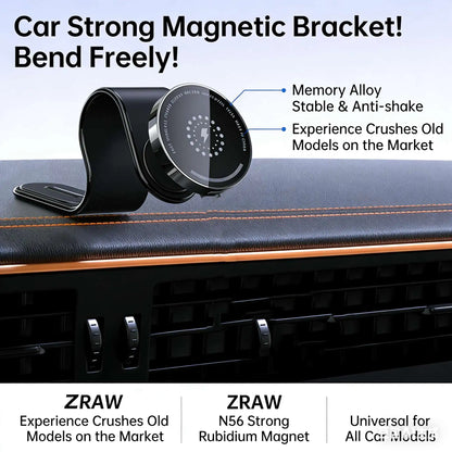 For MagSafe Wireless Car Charger Magnetic Car Phone Holder Bendable Car Phone Mount Phone Stand for iPhone 16 15 14 13