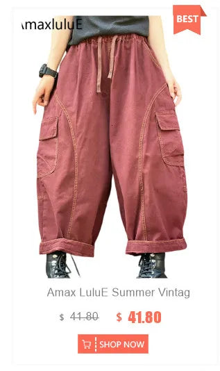 Amax LuluE 2026 Japanese Design Soild Pants Females Summer Fashion Loose Elegant Harem Trousers Womens Vintage Leisure Clothes