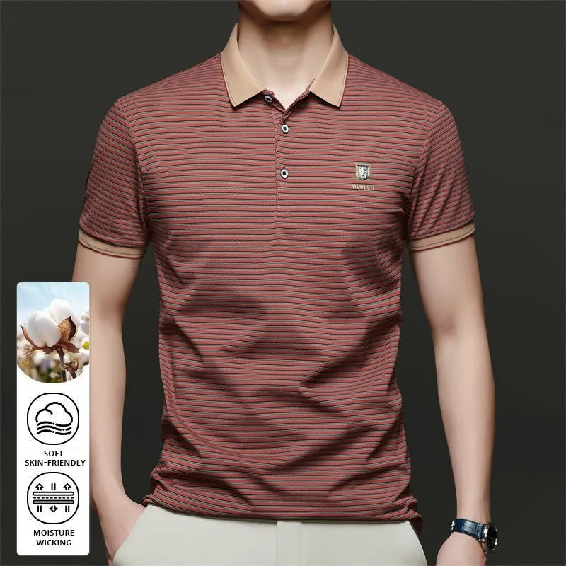 Top Grade Summer Brand Designer Polo Shirts For Men Summer Stripped Slim Fit Short Sleeve Casual Tops Fashions Men Clothes 2025