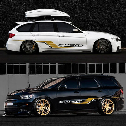 2PCS Long Stripes Car Decal Left and Right Side Personalized Waterproof Vinyl Tuning Stickers For Auto Body Decor Accessories