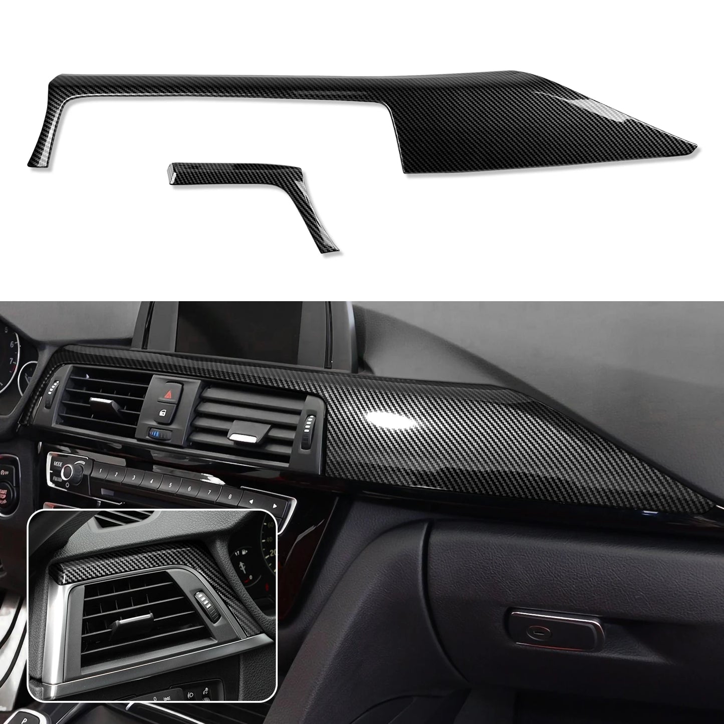 Car Center Console Dashboard Gear Shifter Panel For BMW F30 F31 F34 3GT F32 F33 F36 Trim Accessories, Carbon Fiber ABS Sticker