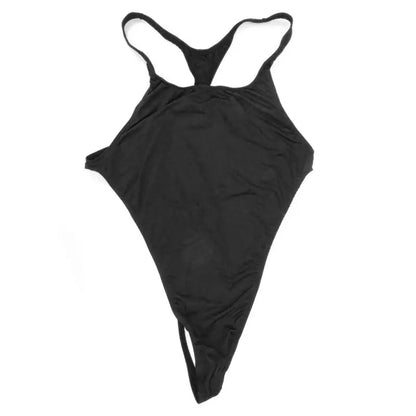 G828B Mens Thong Bodysuit Stretchy High Cut Racer Back Jersey Spandex