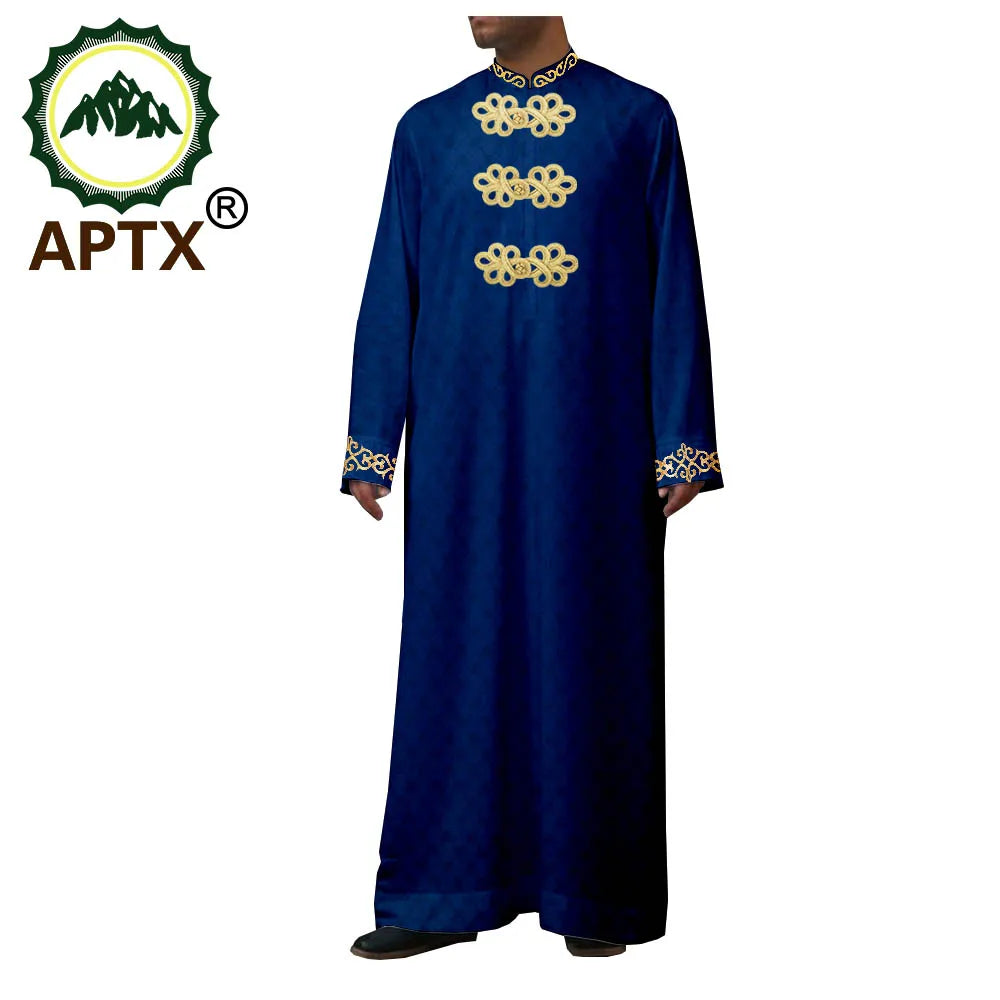 African Clothes for Men Muslim Robe Single Breasted Loose Abaya Casual Fashion Tailor Made Event Church Wedding Wear T2014010
