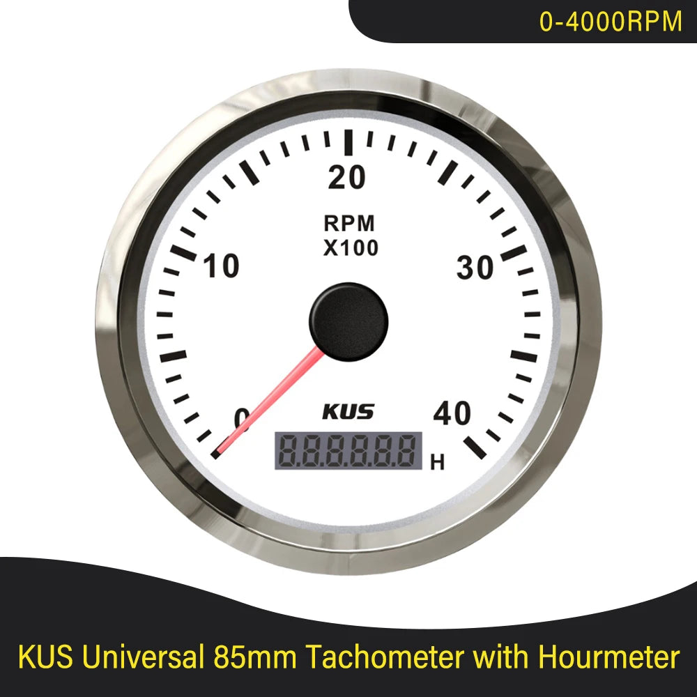 KUS 3K 4K 6K 8K Tachometer RPM Engine Tach Hour Meter LCD Display Inductive for Car Boat Motorcycle