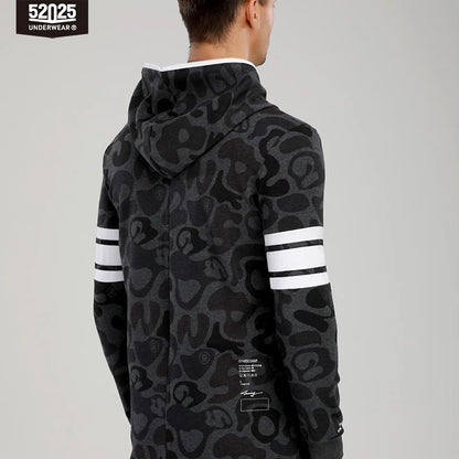 52025 Men's Hooded Camouflage Jumpsuit – One-Piece Cotton Pajamas, Cozy Homewear Lounge Onesie, Stylish Hooded Pajama Set